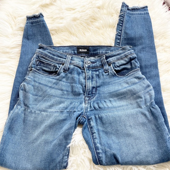 Hudson Natalie Super Skinny Raw Hem Mid Rise Cropped Ankle Jeans Size 24 - Picture 2 of 6